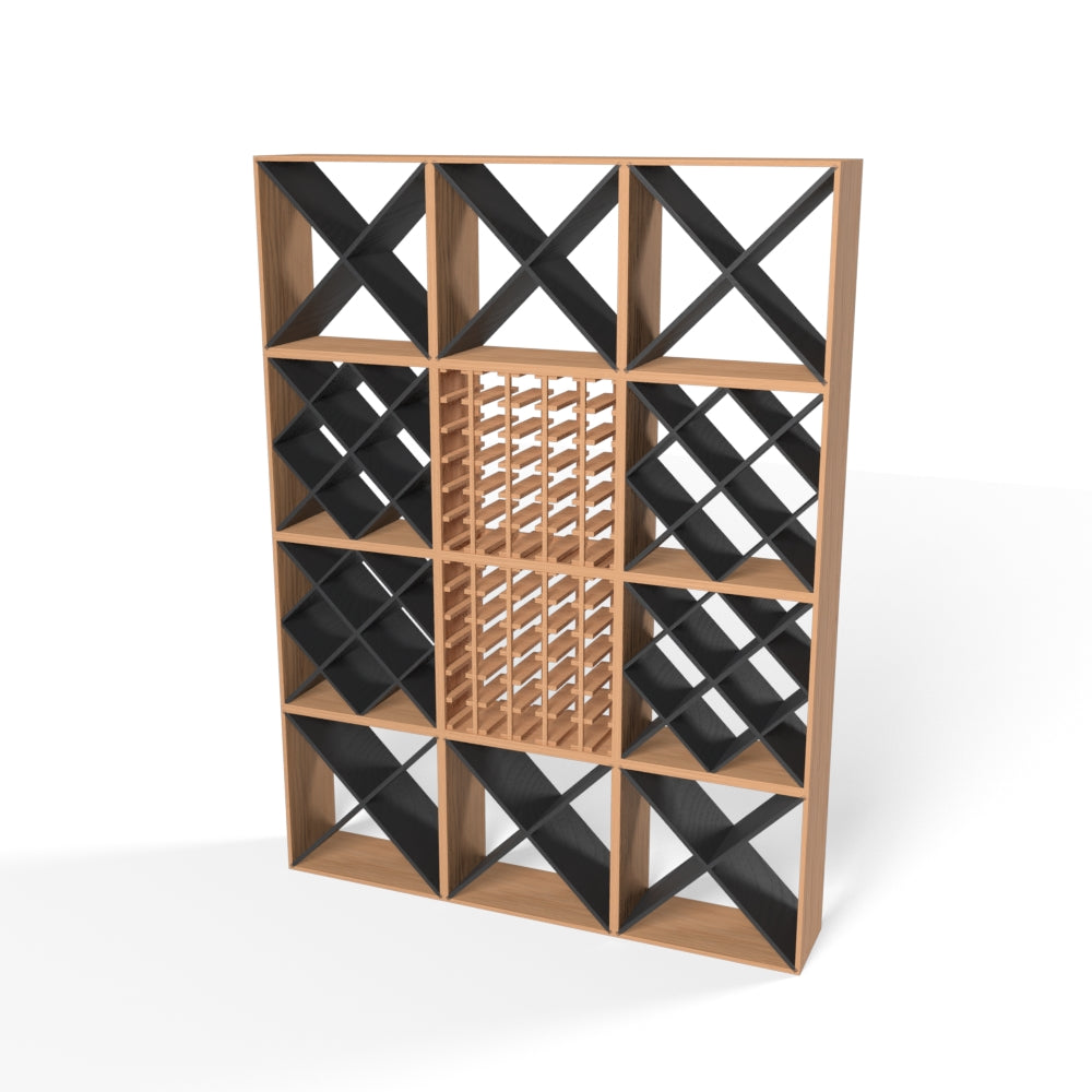 420 Bottles Wine Rack Set - Natural Pine-Rich Black-Mahogany Brown-Interior Natural Pine-Interior Rich Black- Cellar Wall- 51024313