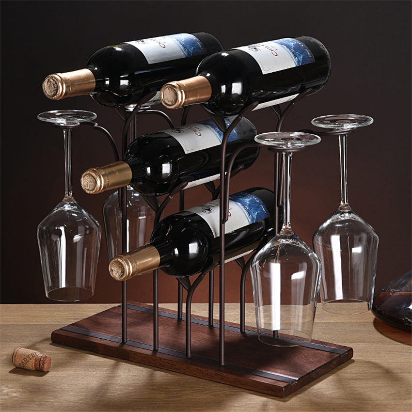Wrought iron wine rack Wine glass shelf Cellar Wall