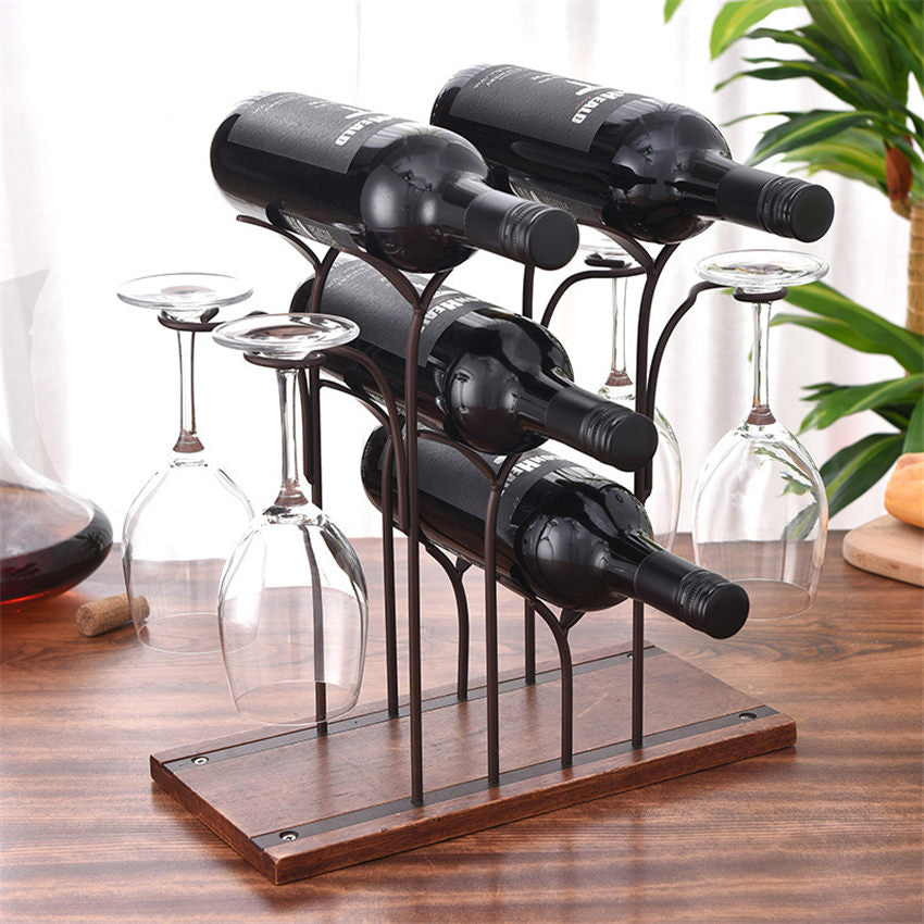 Wrought iron wine rack Wine glass shelf Cellar Wall