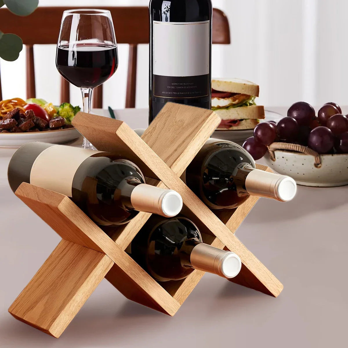 Natural Premium Wood Crossed Wine Rack  Cellar Wall