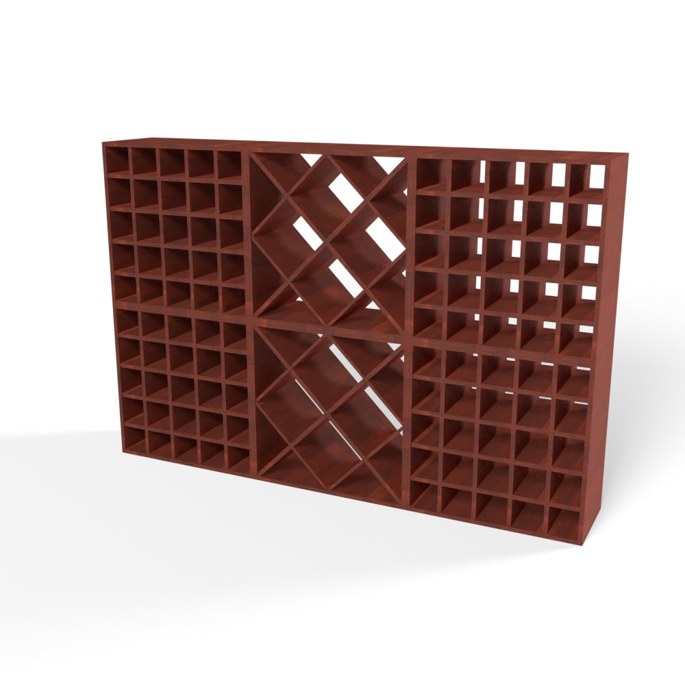 160 Bottles Diamond Wine Rack Set - Natural Pine-Rich Black-Mahogany Brown-Interior Rich Black-Interior Natural Pine- Cellar Wall- 85859183