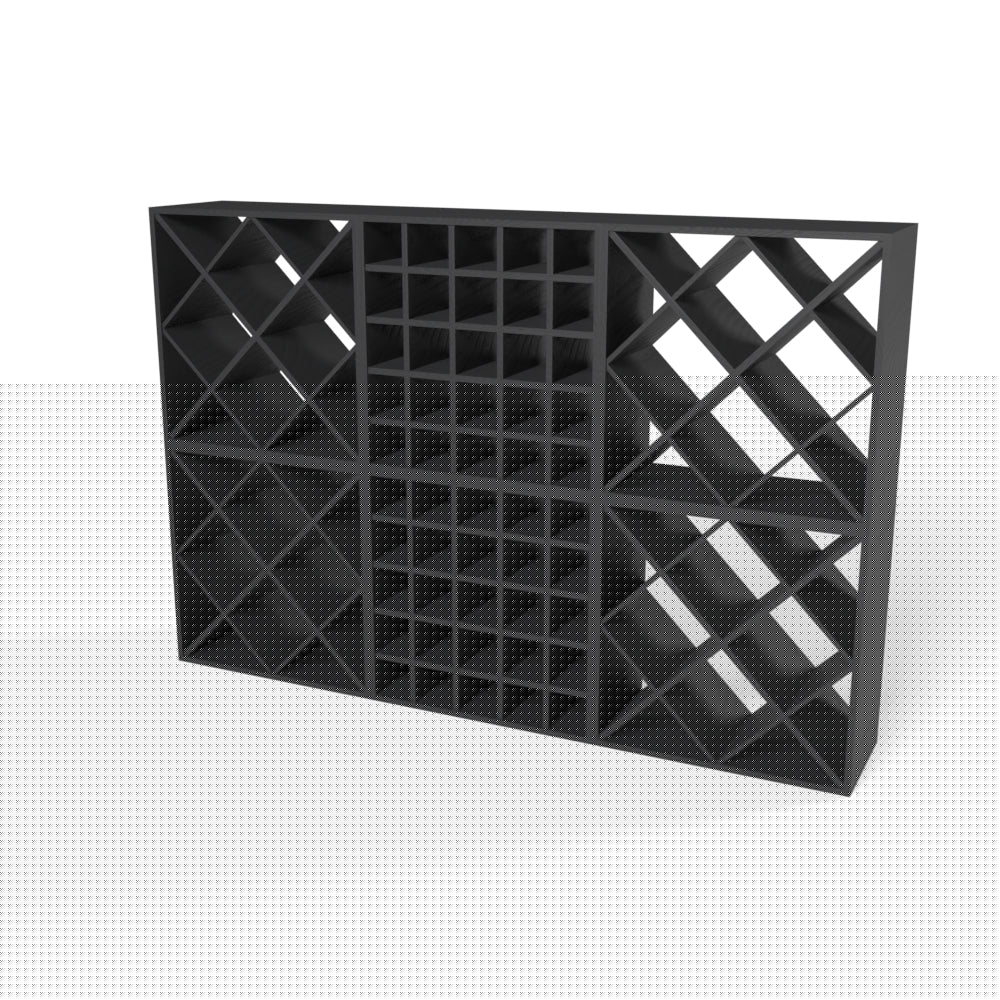 170 Bottles Diamond Wine Rack Set - Natural Pine-Rich Black-Mahogany Brown-Interior Rich Black-Interior Natural Pine- Cellar Wall- 7002439