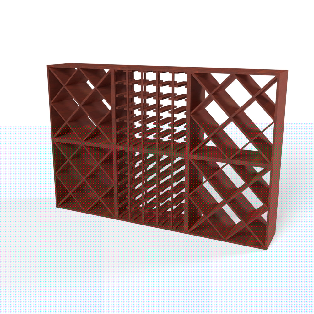 180 Bottles Diamond Wine Rack Set - Style 1 - Natural Pine-Rich Black-Mahogany Brown-Interior Rich Black-Interior Natural Pine- Cellar Wall- 38455382