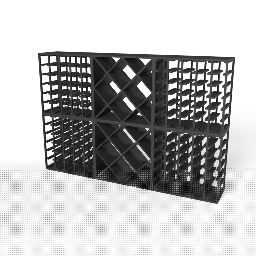 180 Bottles Diamond Wine Rack Set - Style 2 - Natural Pine-Rich Black-Mahogany Brown-Interior Rich Black-Interior Natural Pine- Cellar Wall- 51622866