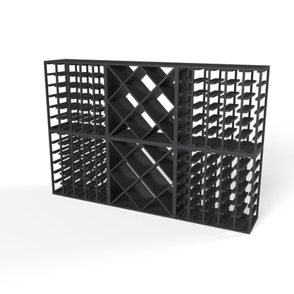 180 Bottles Diamond Wine Rack Set - Style 2 - Natural Pine-Rich Black-Mahogany Brown-Interior Rich Black-Interior Natural Pine- Cellar Wall- 51622866