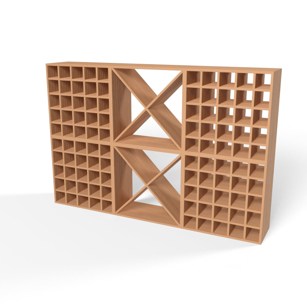 180 Bottles Wine Rack Set - Natural Pine-Rich Black-Mahogany Brown-Interior Rich Black-Interior Natural Pine- Cellar Wall- 63124882