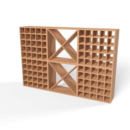 180 Bottles Wine Rack Set - Natural Pine-Rich Black-Mahogany Brown-Interior Rich Black-Interior Natural Pine- Cellar Wall- 63124882