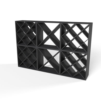 200 Bottles Diamond Wine Rack Set - Natural Pine-Rich Black-Mahogany Brown-Interior Rich Black-Interior Natural Pine- Cellar Wall- 96465062