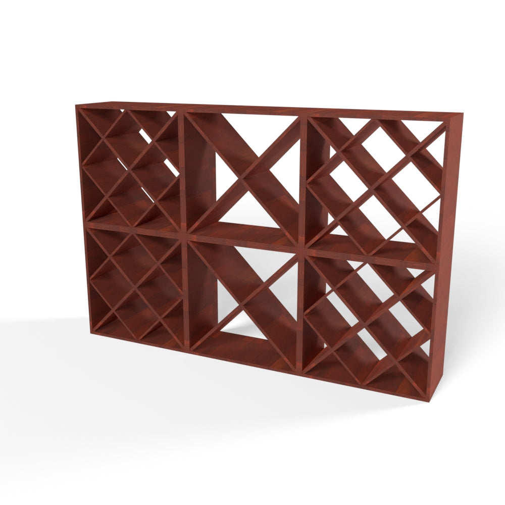 200 Bottles Diamond Wine Rack Set - Natural Pine-Rich Black-Mahogany Brown-Interior Rich Black-Interior Natural Pine- Cellar Wall- 81481908