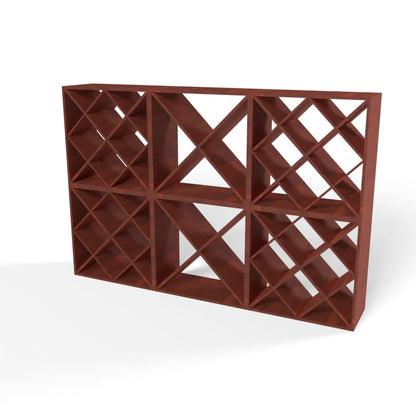 200 Bottles Diamond Wine Rack Set - Natural Pine-Rich Black-Mahogany Brown-Interior Rich Black-Interior Natural Pine- Cellar Wall- 81481908