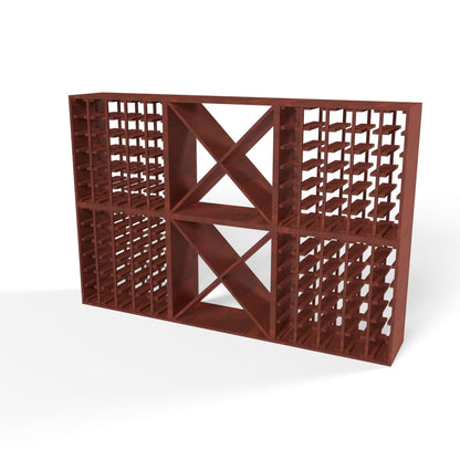 200 Bottles Wine Rack Set - Natural Pine-Rich Black-Mahogany Brown-Interior Rich Black-Interior Natural Pine- Cellar Wall- 71439770