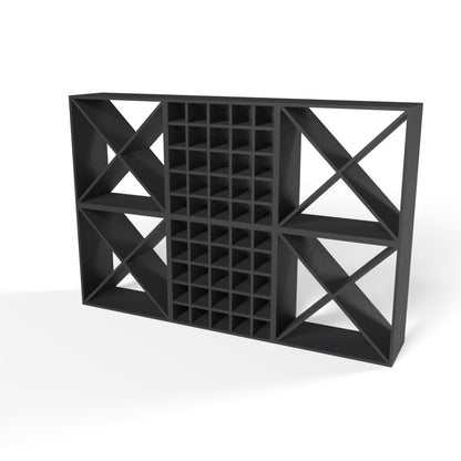 210 Bottles Wine Rack Set - Natural Pine-Rich Black-Mahogany Brown-Interior Rich Black-Interior Natural Pine- Cellar Wall- 70881100