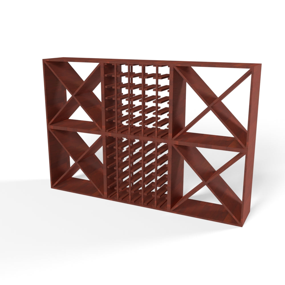 220 Bottles Wine Rack Set - Natural Pine-Rich Black-Mahogany Brown-Interior Rich Black-Interior Natural Pine- Cellar Wall- 10382264