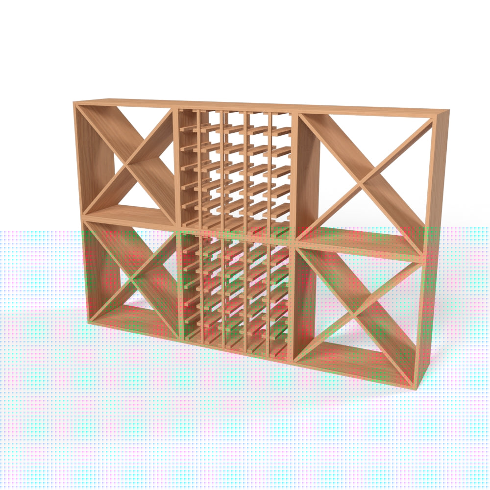 220 Bottles Wine Rack Set - Natural Pine-Rich Black-Mahogany Brown-Interior Rich Black-Interior Natural Pine- Cellar Wall- 64697057