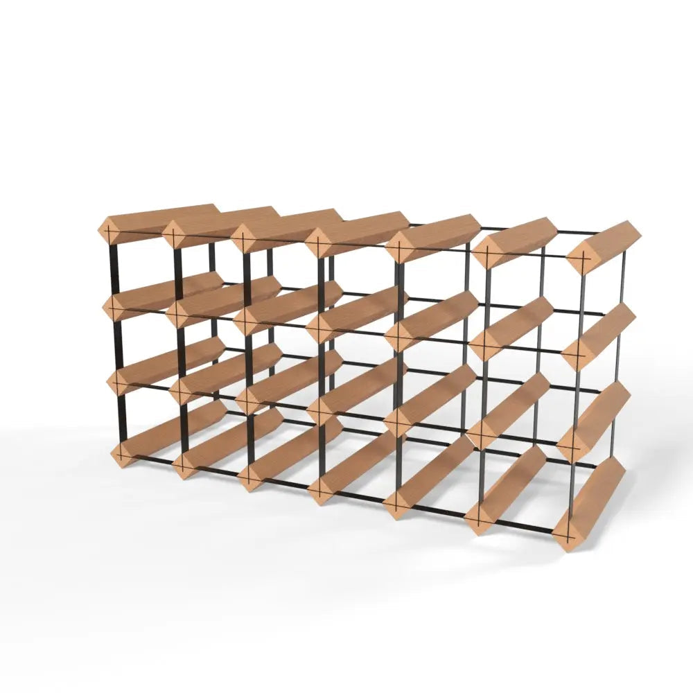 24 Bottles Classic Line Wine Rack - Natural Pine-Rich Black-Rustic-Mahogany Brown- Cellar Wall- 98887886