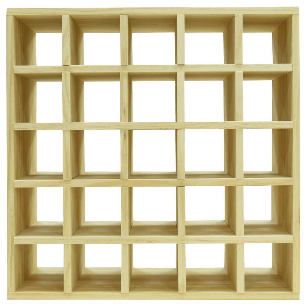 25 Bottles Cube Wine Rack - Natural Pine-Rich Black-Mahogany- Cellar Wall- 9100384