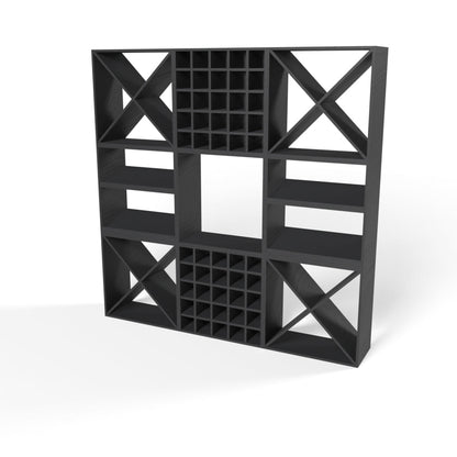 250 Bottles Wine Rack Set - Natural Pine-Rich Black-Interior Natural Pine- Cellar Wall- 30370280