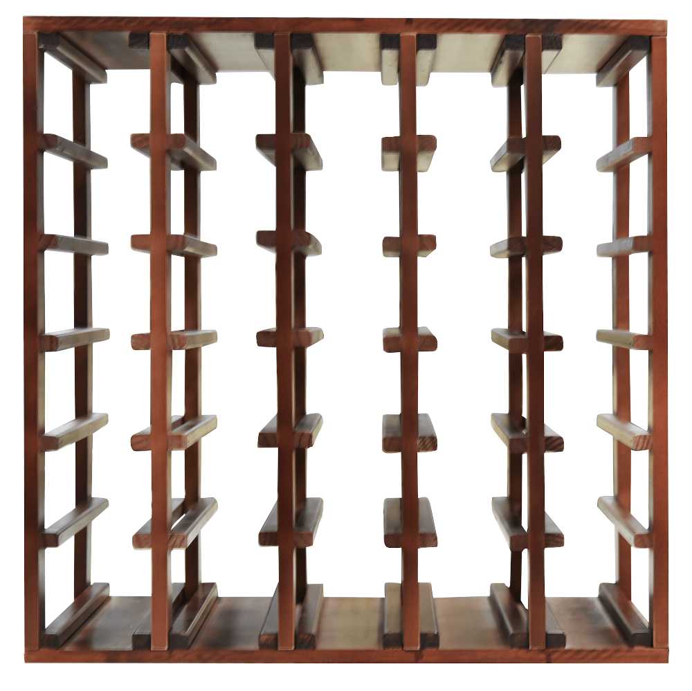 30 Bottles Cube Wine Rack - Natural Pine-Rich Black-Mahogany- Cellar Wall- 50338572