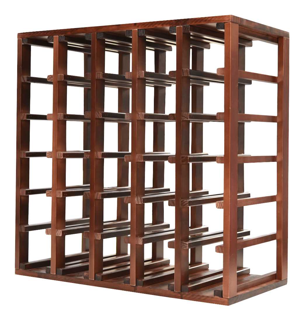 30 Bottles Cube Wine Rack - Natural Pine-Rich Black-Mahogany- Cellar Wall- 28912461