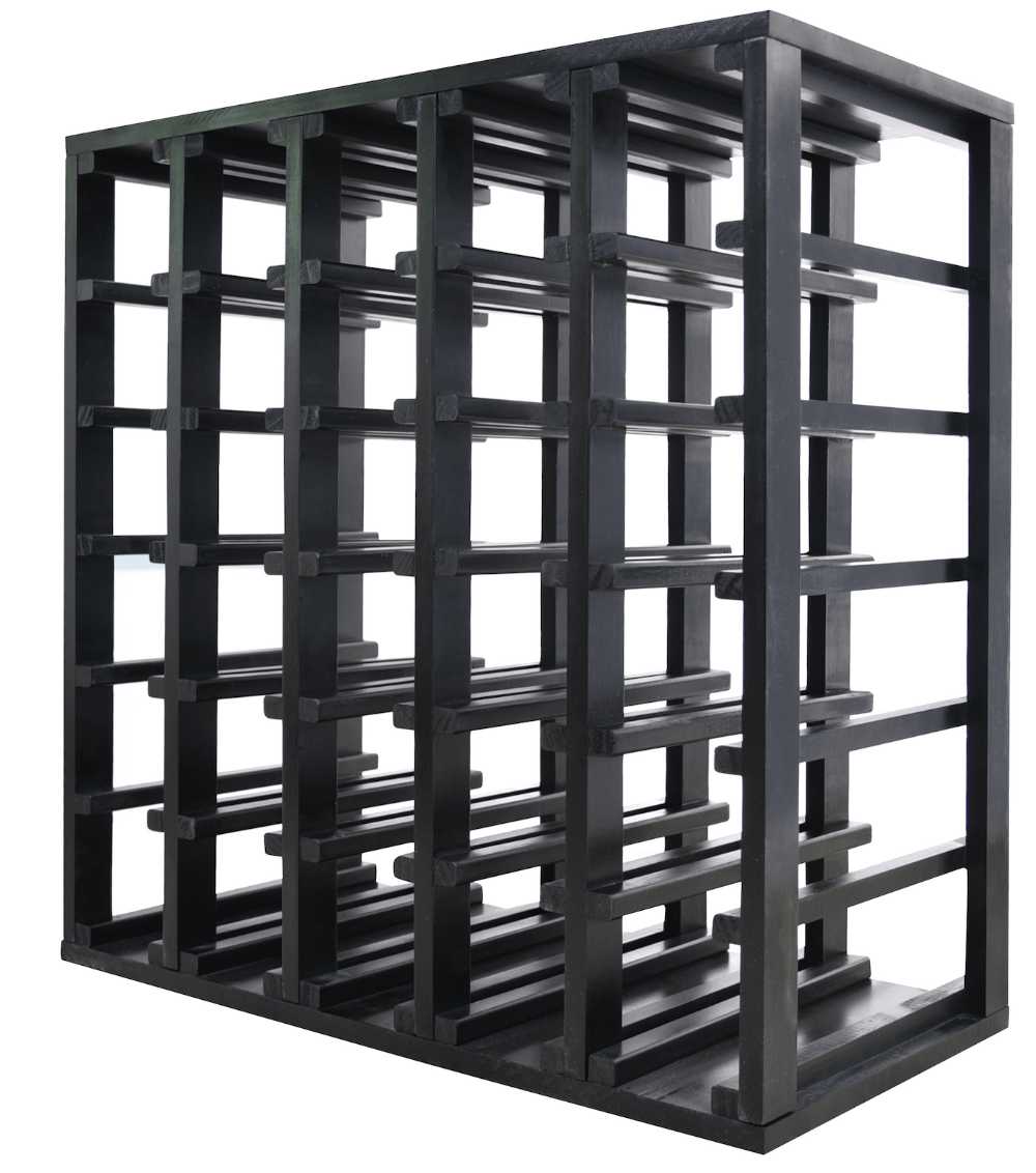30 Bottles Cube Wine Rack - Natural Pine-Rich Black-Mahogany- Cellar Wall- 93074471