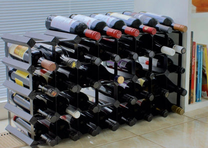 32 Bottles Classic Line Wine Rack - Natural Pine-Rich Black-Rustic-Mahogany Brown- Cellar Wall- 87821536