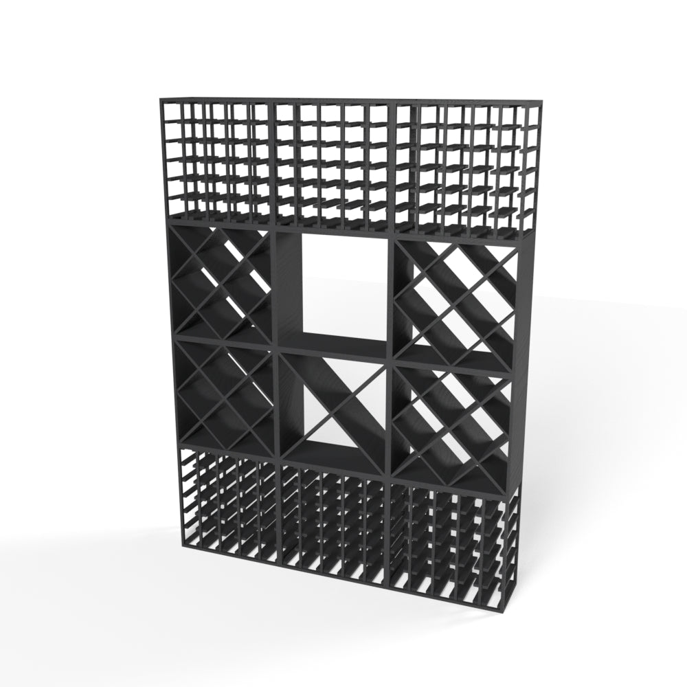 340 Bottles Wine Rack Set - Natural Pine-Rich Black-Mahogany Brown-Interior Natural Pine-Interior Rich Black- Cellar Wall- 45614441