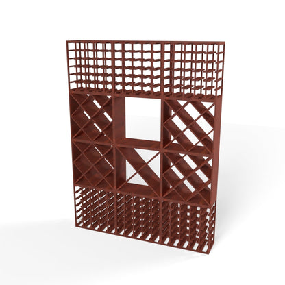 340 Bottles Wine Rack Set - Natural Pine-Rich Black-Mahogany Brown-Interior Natural Pine-Interior Rich Black- Cellar Wall- 58602112