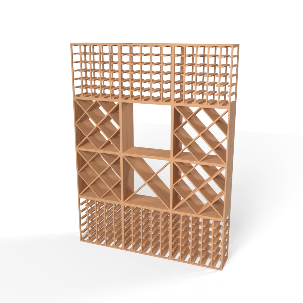 340 Bottles Wine Rack Set - Natural Pine-Rich Black-Mahogany Brown-Interior Natural Pine-Interior Rich Black- Cellar Wall- 56993468