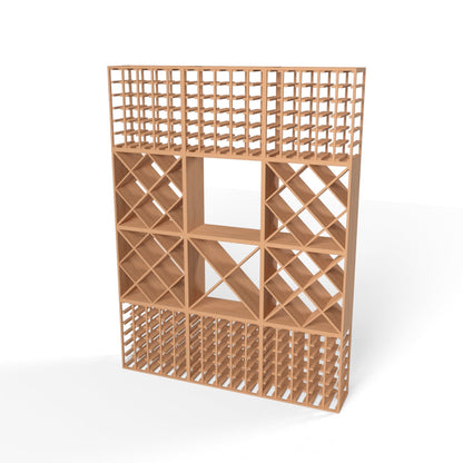 340 Bottles Wine Rack Set - Natural Pine-Rich Black-Mahogany Brown-Interior Natural Pine-Interior Rich Black- Cellar Wall- 56993468