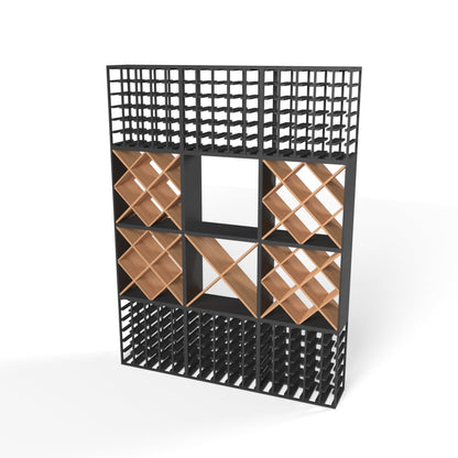 340 Bottles Wine Rack Set - Natural Pine-Rich Black-Mahogany Brown-Interior Natural Pine-Interior Rich Black- Cellar Wall- 54649120