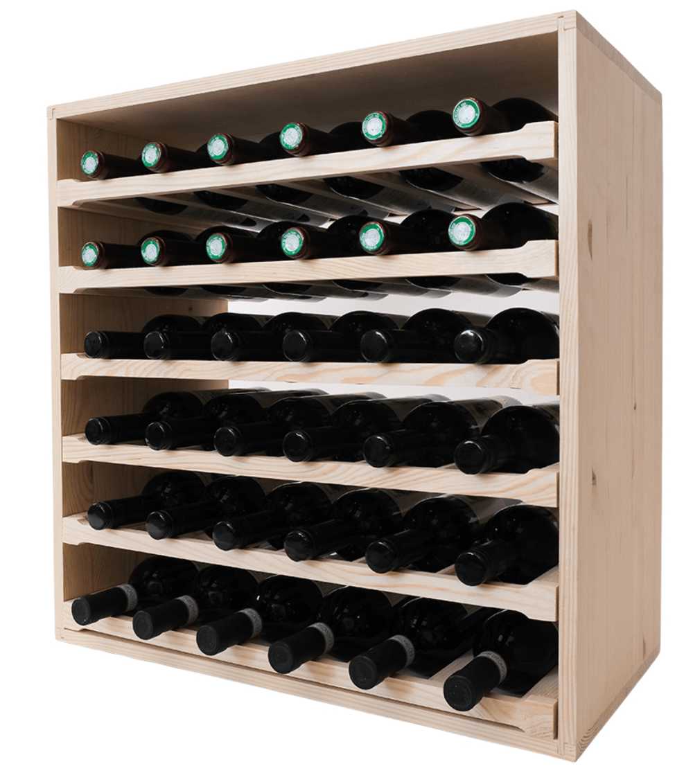 36 Bottles Shelves Wine Rack Cube - Natural Pine-Interior Natural Pine- Cellar Wall- 2814706