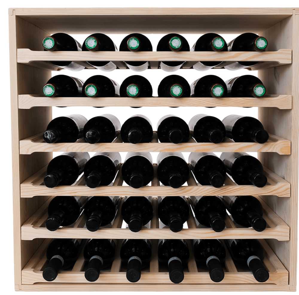 36 Bottles Shelves Wine Rack Cube - Natural Pine-Interior Natural Pine- Cellar Wall- 41567944
