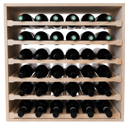 36 Bottles Shelves Wine Rack Cube - Natural Pine-Interior Natural Pine- Cellar Wall- 41567944