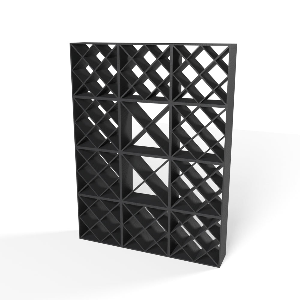 380 Bottles Wine Rack Set - Natural Pine-Rich Black-Mahogany Brown-Interior Natural Pine-Interior Rich Black- Cellar Wall- 21186129