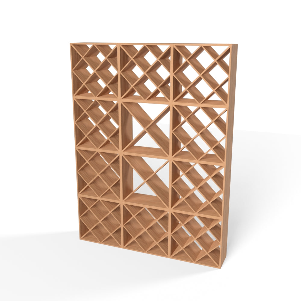 380 Bottles Wine Rack Set - Natural Pine-Rich Black-Mahogany Brown-Interior Natural Pine-Interior Rich Black- Cellar Wall- 98044980