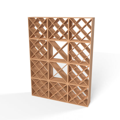 380 Bottles Wine Rack Set - Natural Pine-Rich Black-Mahogany Brown-Interior Natural Pine-Interior Rich Black- Cellar Wall- 98044980