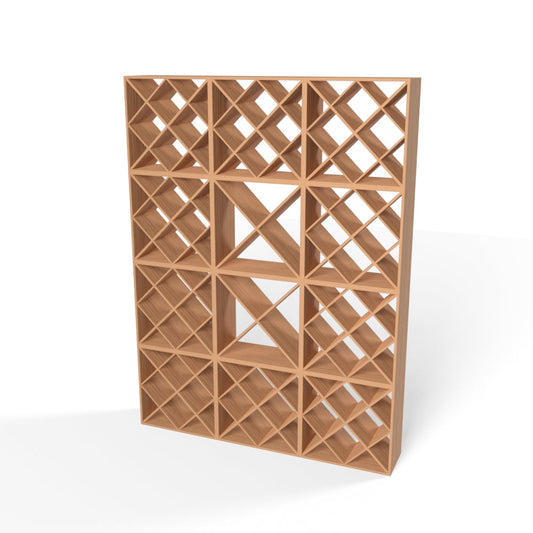 380 Bottles Wine Rack Set - Natural Pine-Rich Black-Mahogany Brown-Interior Natural Pine-Interior Rich Black- Cellar Wall- 98044980