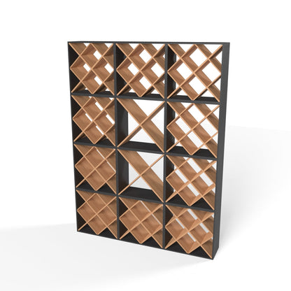 380 Bottles Wine Rack Set - Natural Pine-Rich Black-Mahogany Brown-Interior Natural Pine-Interior Rich Black- Cellar Wall- 69311352