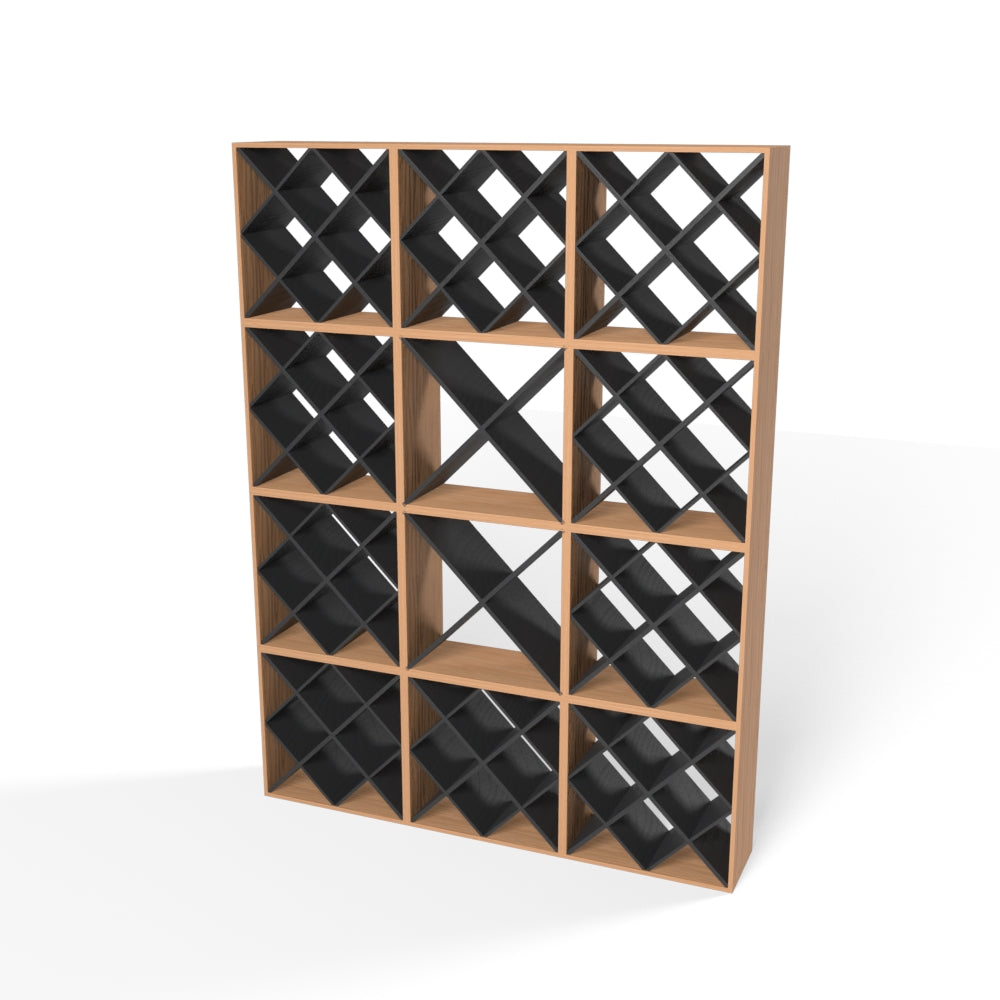 380 Bottles Wine Rack Set - Natural Pine-Rich Black-Mahogany Brown-Interior Natural Pine-Interior Rich Black- Cellar Wall- 73873246