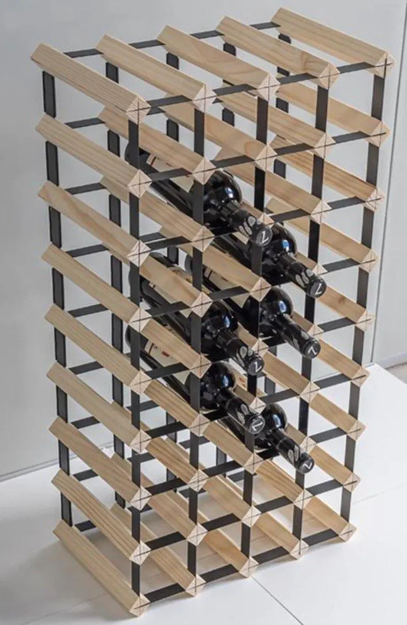 40 Bottles Classic Line Wine Rack - Natural Pine-Rich Black-Rustic-Mahogany Brown- Cellar Wall- 76208040