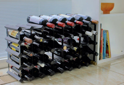 40 Bottles Classic Line Wine Rack - Natural Pine-Rich Black-Rustic-Mahogany Brown- Cellar Wall- 22133929