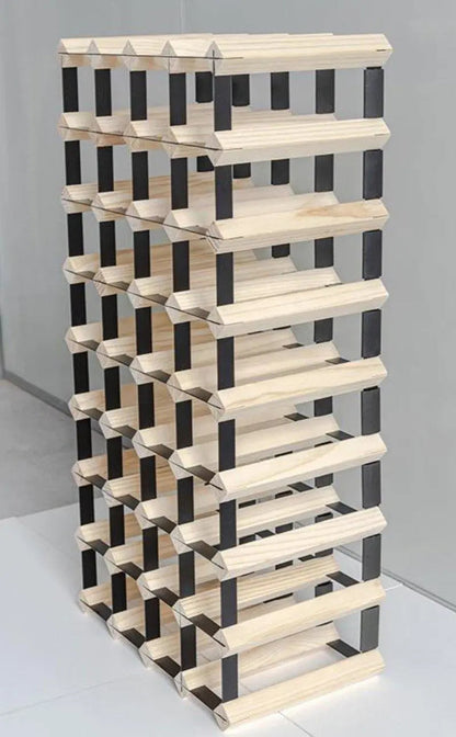 40 Bottles Classic Line Wine Rack - Natural Pine-Rich Black-Rustic-Mahogany Brown- Cellar Wall- 30961373