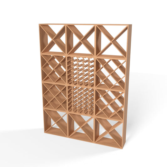 420 Bottles Wine Rack Set - Natural Pine-Rich Black-Mahogany Brown-Interior Natural Pine-Interior Rich Black- Cellar Wall- 60012460