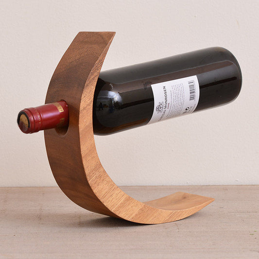 Balanced Wooden Wine Bottle Holder  Cellar Wall