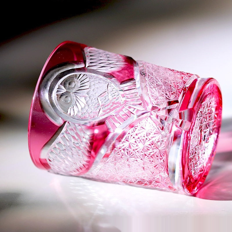 Crystal Glasses Hand Carved Golden Red Owl - Golden Red Owl- Cellar Wall- 55360700