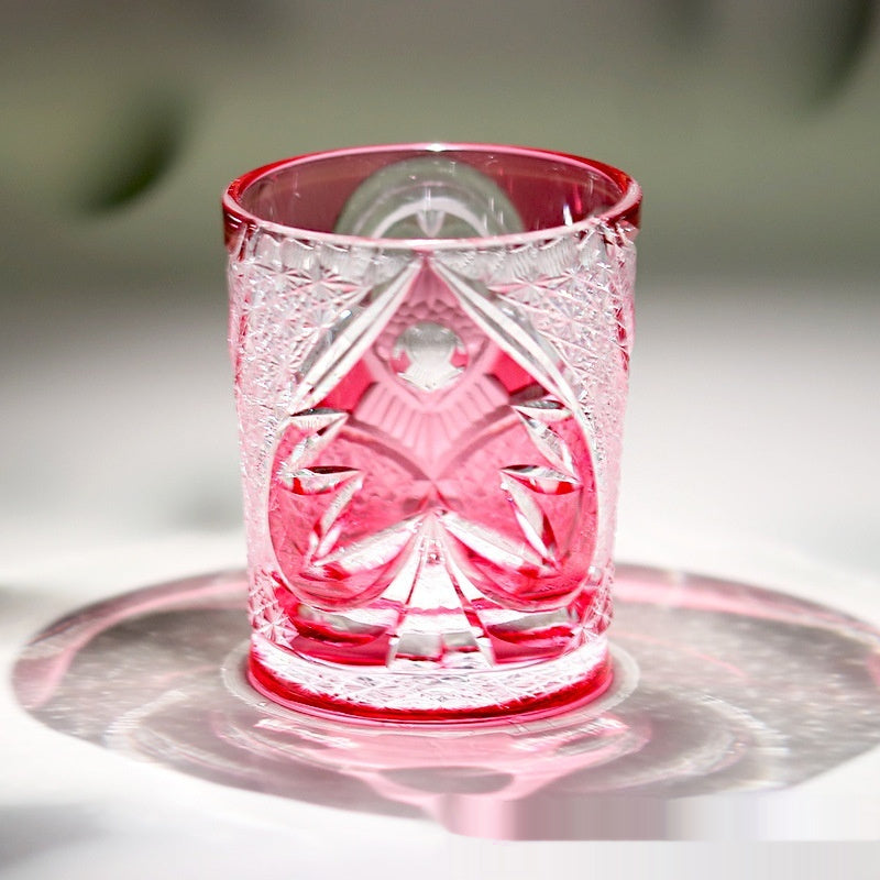 Crystal Glasses Hand Carved Golden Red Owl - Golden Red Owl- Cellar Wall- 2057943