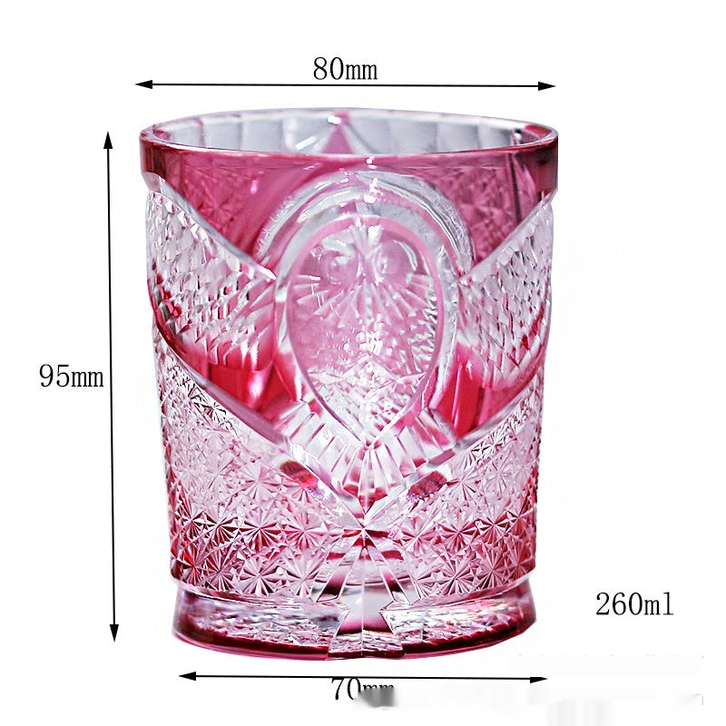 Crystal Glasses Hand Carved Golden Red Owl - Golden Red Owl- Cellar Wall- 11567555