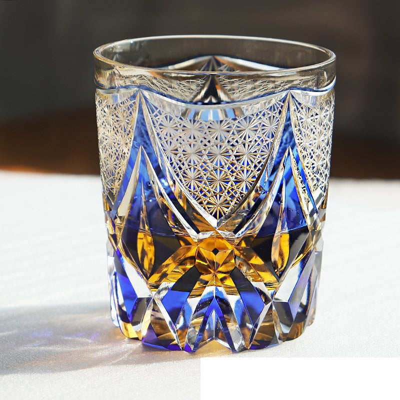 Crystal Glasses Light Luxury Whiskey Shot Glass Personality - Three Sets Of Blue Tactfully-Grey Xuan Feng- Cellar Wall- 45933466