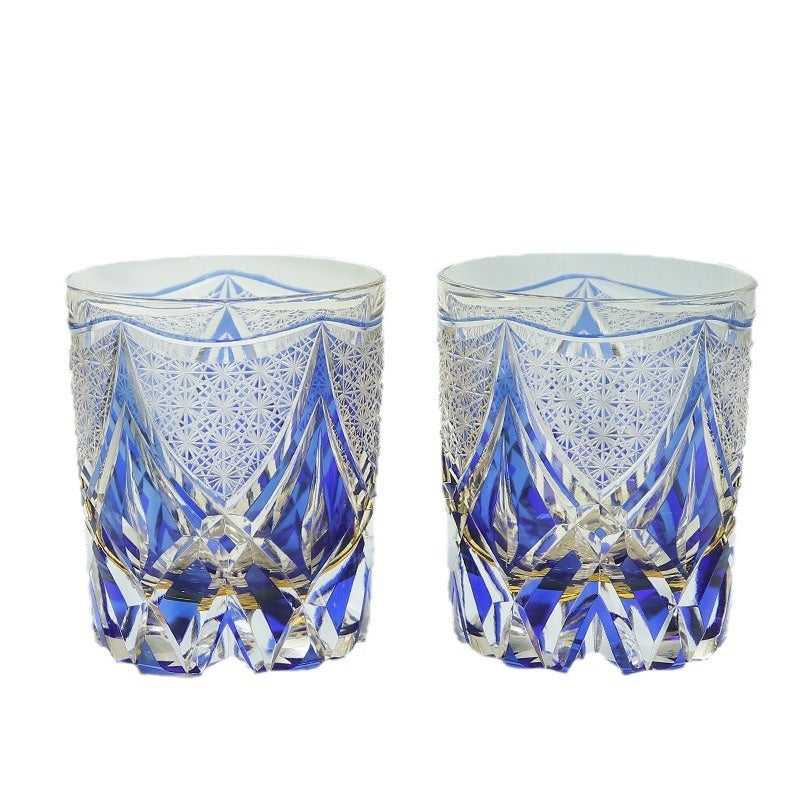 Crystal Glasses Light Luxury Whiskey Shot Glass Personality - Three Sets Of Blue Tactfully-Grey Xuan Feng- Cellar Wall- 92705557