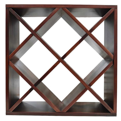 Diamond Cube 30 Bottles Wine Rack - Natural Pine-Rich Black-Mahogany-Interior Natural Pine-Interior Rich Black- Cellar Wall- 39605936